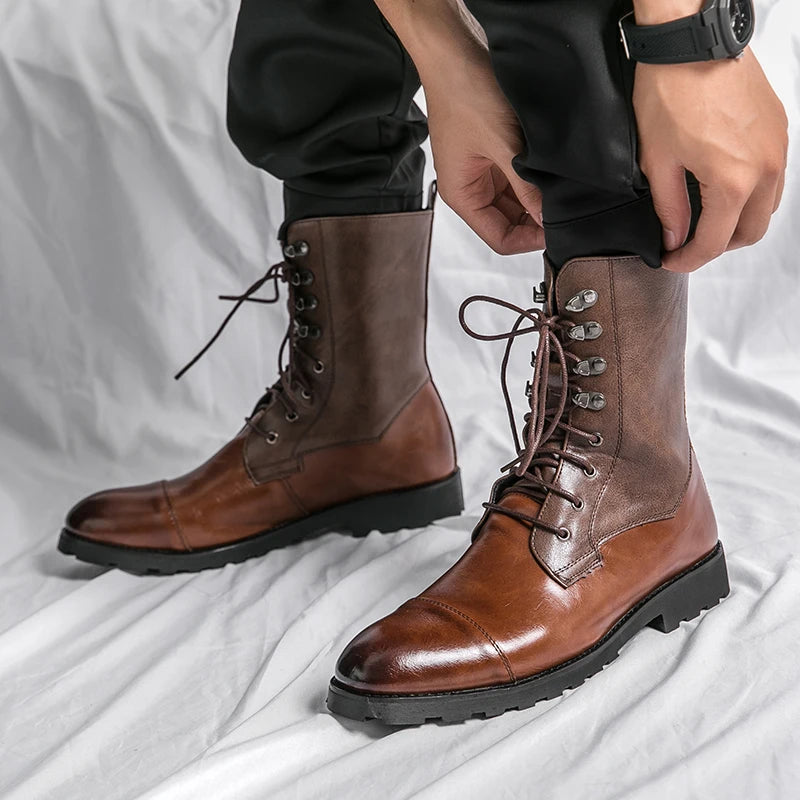 Charles Russell Leather Lace-up Boots