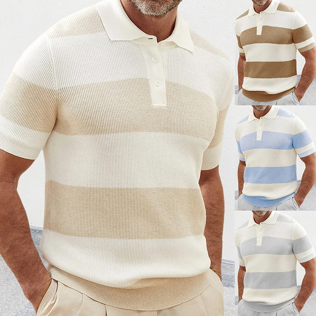 Vinthentic Italia Striped Knitted Polo Shirt