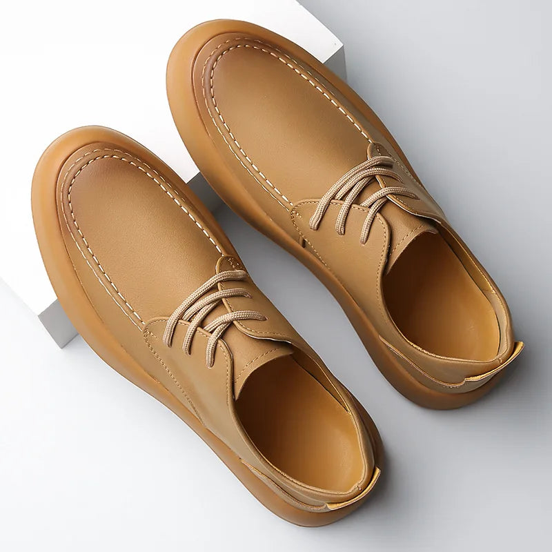 Lucien Travolti Men’s Casual Leather Shoes – Brogue-Inspired Lace-Up Sneakers
