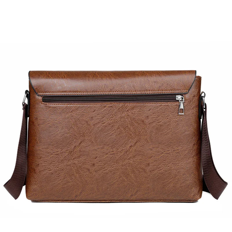 Men’s Business Leather Crossbody Messenger Bag for iPad