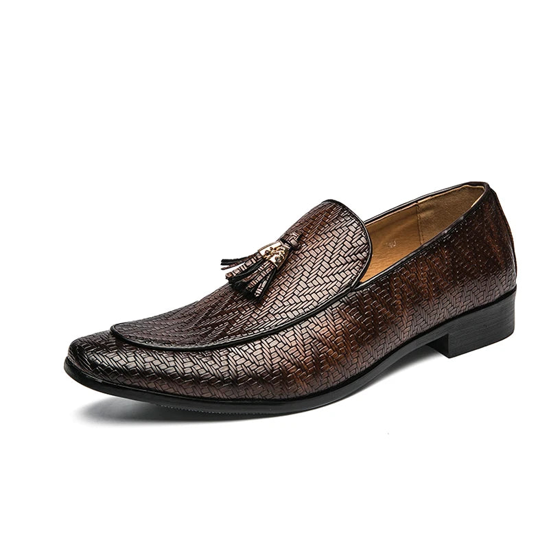 Tristan Renoire Embossed Leather Tassel Loafers