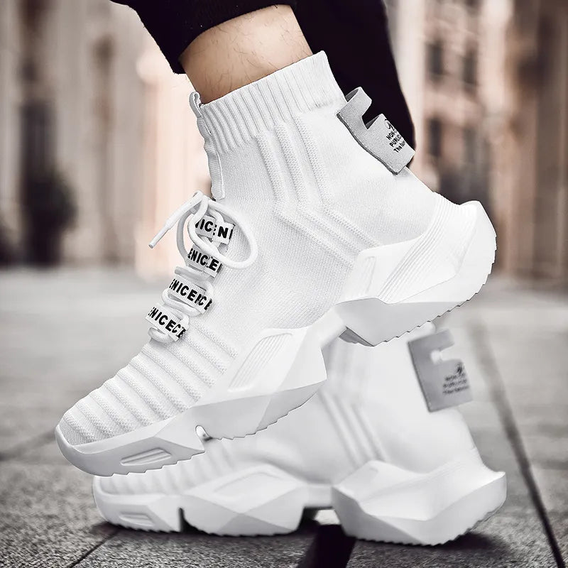 StreetFlow Lace-Up Knit Sneakers