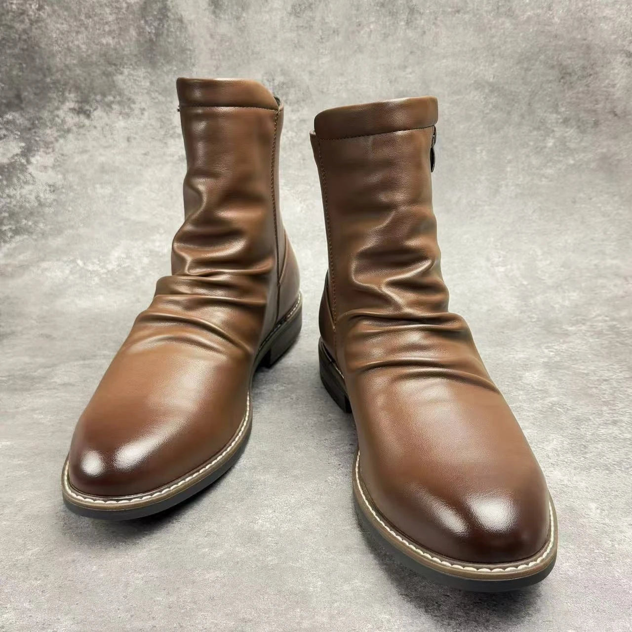 Lorenzo Veronese Leather Zipped Boots