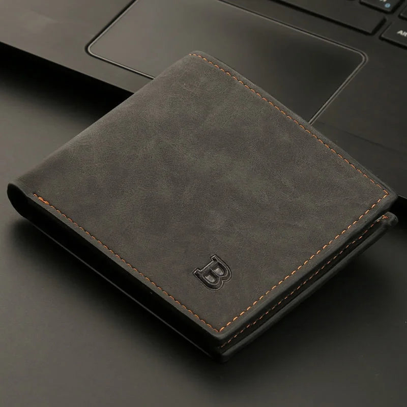 Retro Leather Wallet – Slim Bifold Money Purse with Coin Pocket & Card Holder