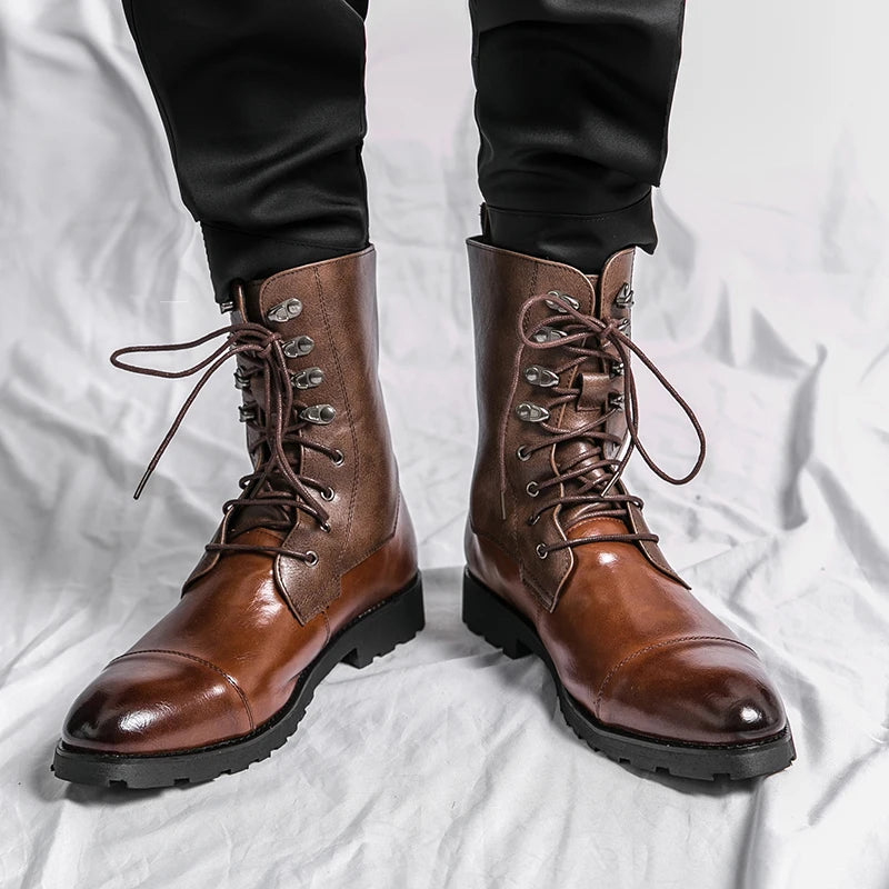 Charles Russell Leather Lace-up Boots