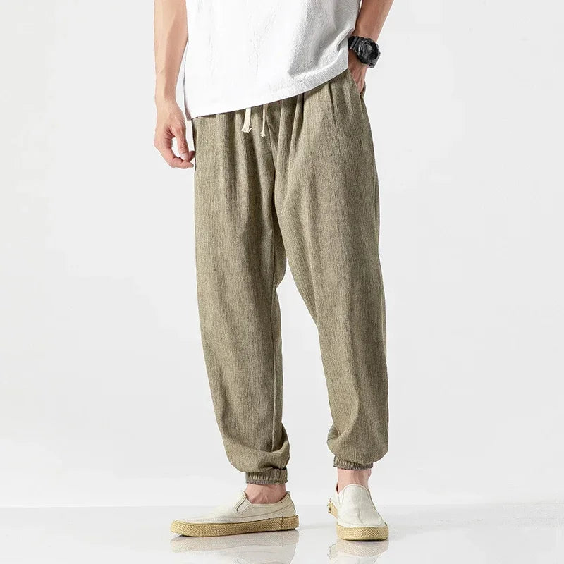 Eli Riva Men’s Cotton Linen Harem Pants