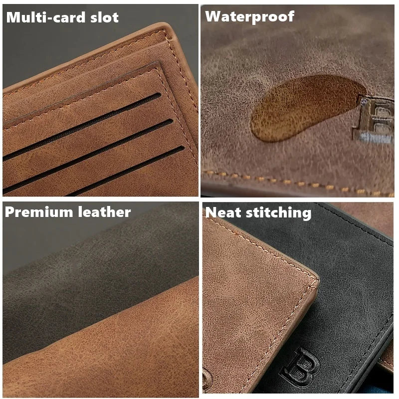 Retro Leather Wallet – Slim Bifold Money Purse with Coin Pocket & Card Holder