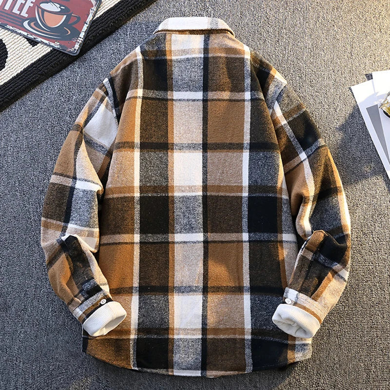 Vinthentic Mens Vintage Plaid Shirts Long Sleeve Shirt