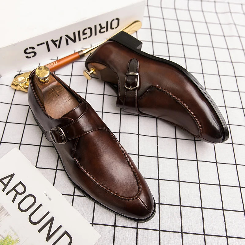 Damien Bellorini Classic Buckle Monk Strap Loafers
