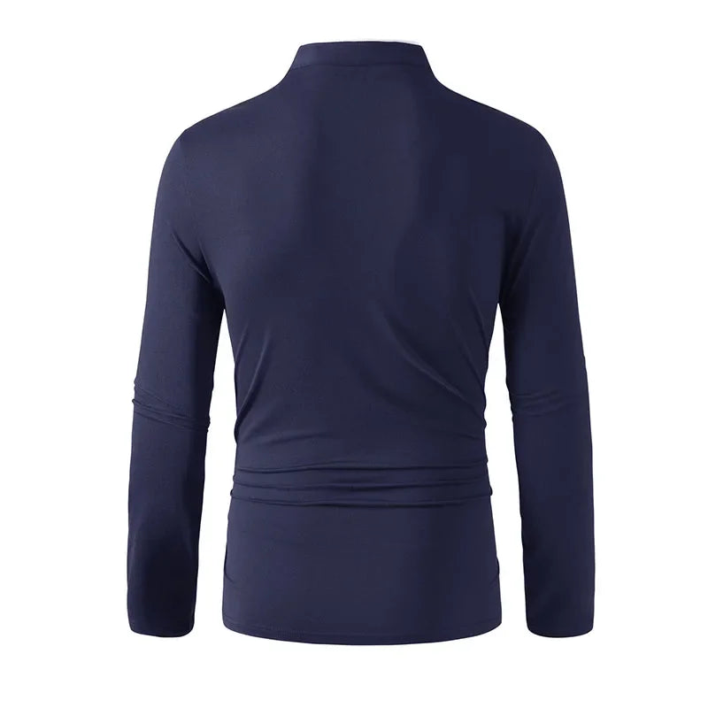 Paolo Reni Men’s Stand Collar Long Sleeve Shirt