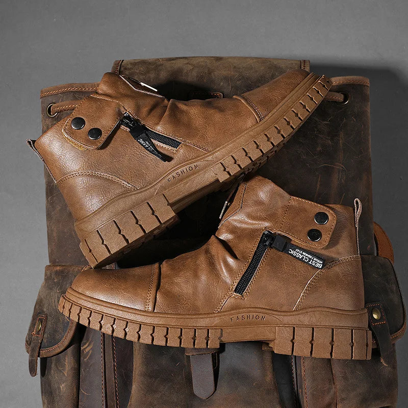 Emporio Zipped Leather Boots