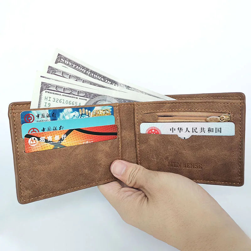 Retro Leather Wallet – Slim Bifold Money Purse with Coin Pocket & Card Holder