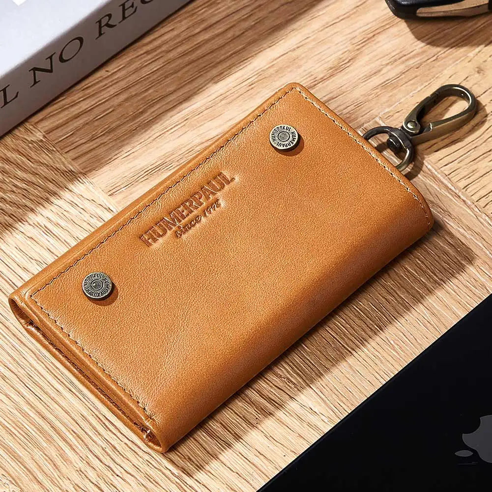 Men’s Leather Key Wallet – Zipper Key Holder with Coin Pocket