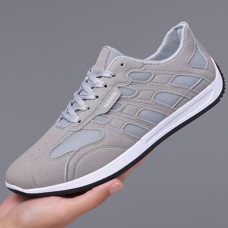 Suede casual sneaker with lace-up closure