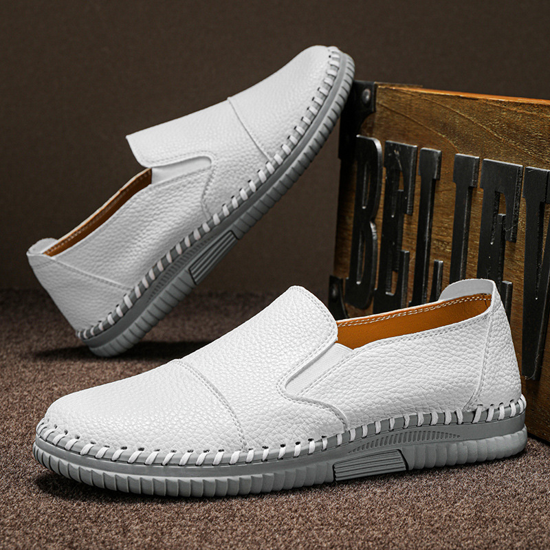 Genuine leather comfort shoes showing their rounded toe