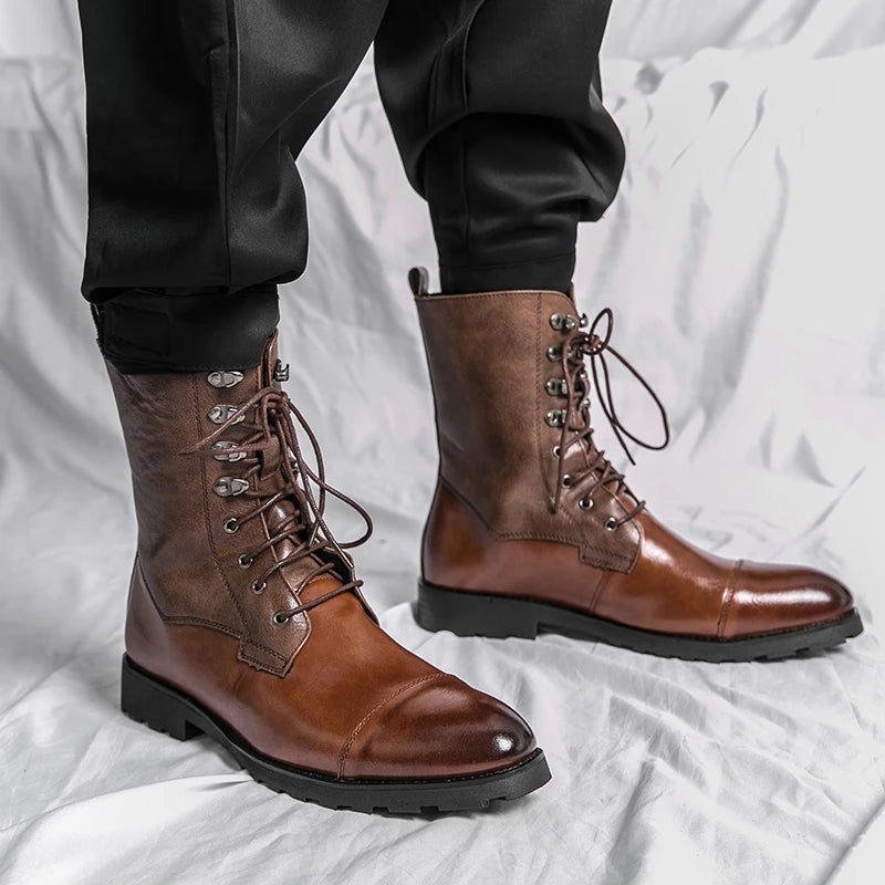 Charles Russell Leather Lace-up Boots