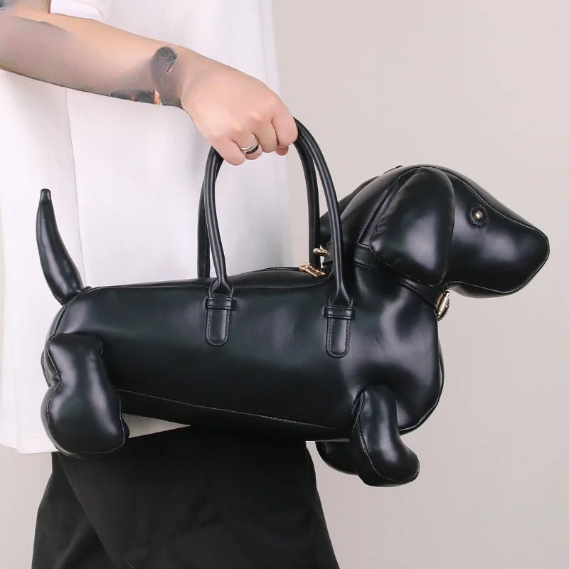 Niccola Verrocchio Playful Dachshund Leather Handbag