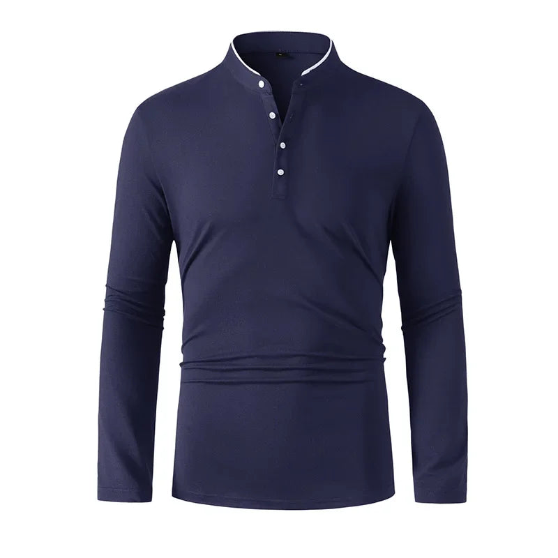 Paolo Reni Men’s Stand Collar Long Sleeve Shirt