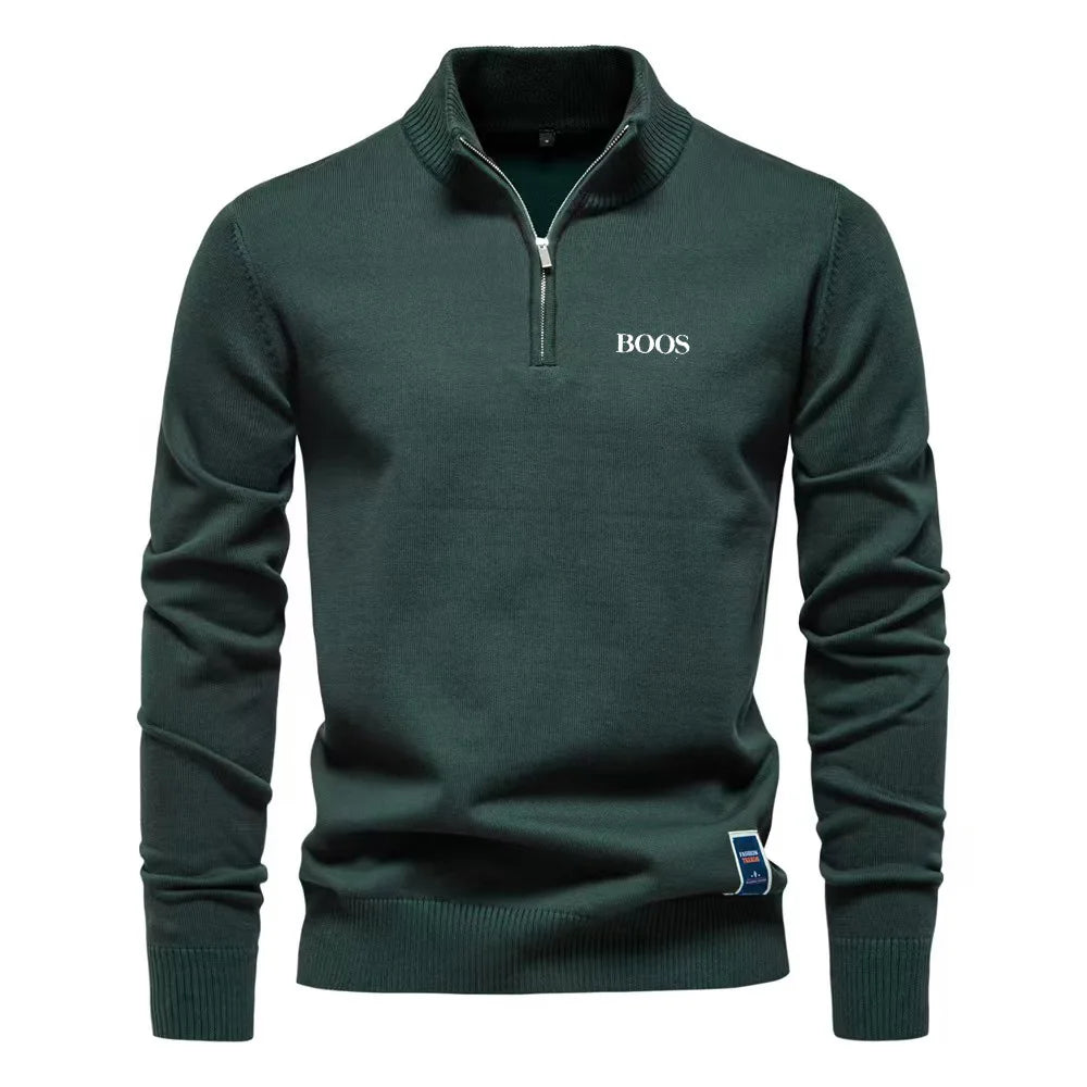 Eli Romano Men’s Half Zip Polo Collar Sweater