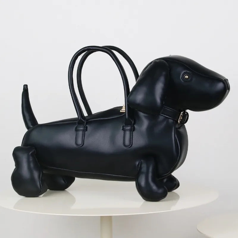 Niccola Verrocchio Playful Dachshund Leather Handbag