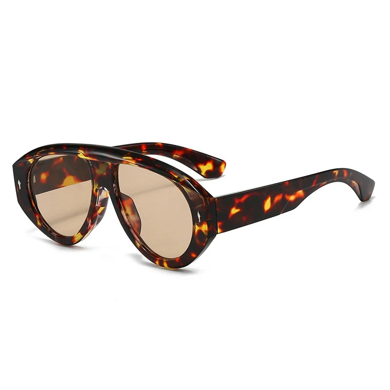 Retro Pilot Sunglasses – Tortoiseshell Frame Blue Lens UV400