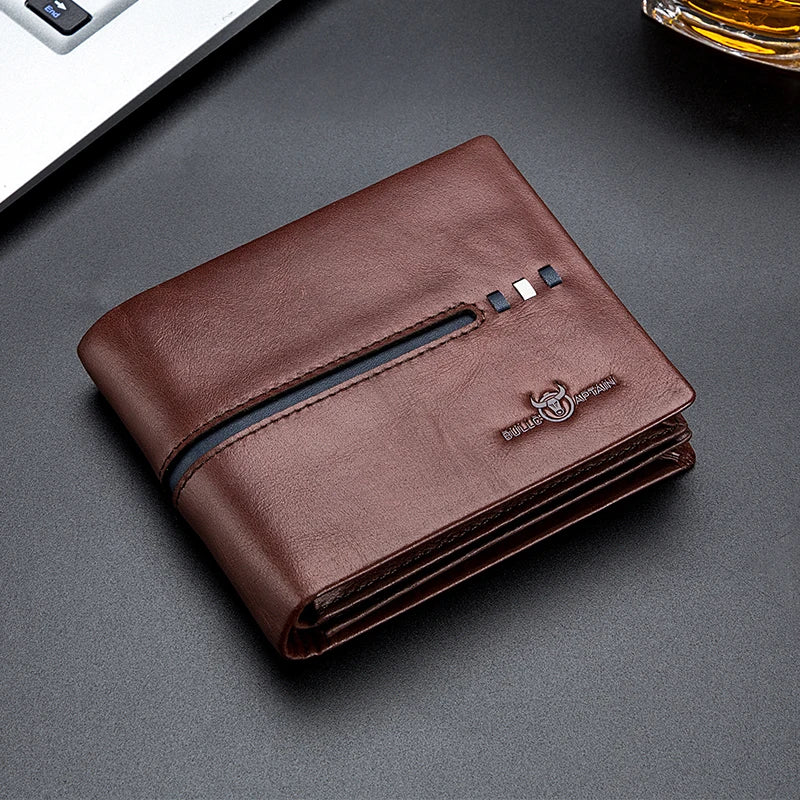 BULLCAPTAIN Men’s Genuine Leather Wallet – RFID Blocking Business Card Holder Bifold Purse