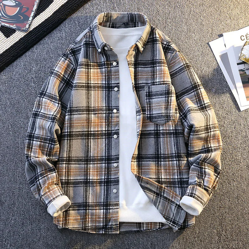 Vinthentic Mens Vintage Plaid Shirts Long Sleeve Shirt