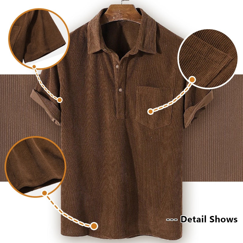 Vinthentic Vego Men's Corduroy Polo Shirt