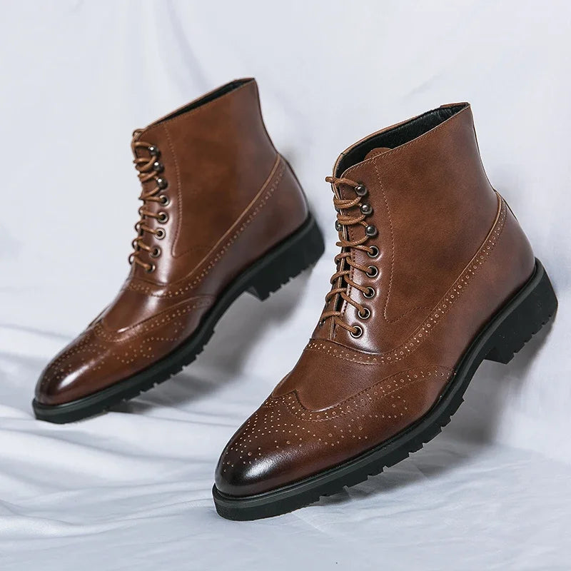 Giovanni Santi Genuine Leather Brogue Boots