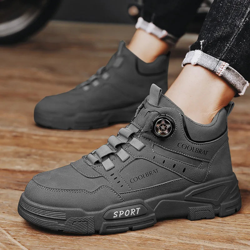 Hugo Rossavini Leather Ankle Boots – Casual Winter Sneakers Style