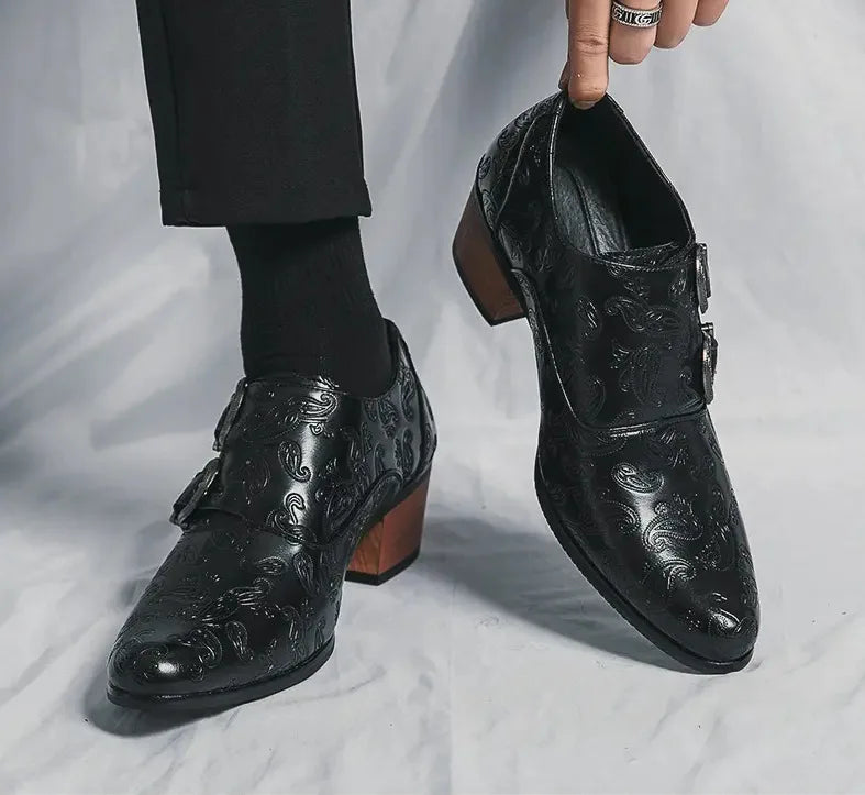 Leonardo Savarese Embossed Monk Strap Dress Arch Support Shoes