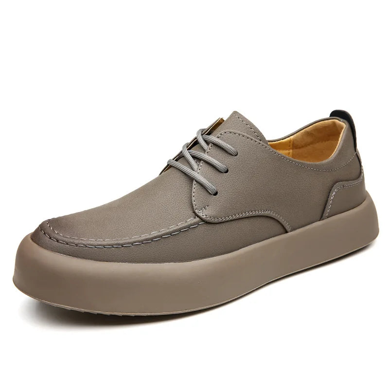 Lucien Travolti Men’s Casual Leather Shoes – Brogue-Inspired Lace-Up Sneakers