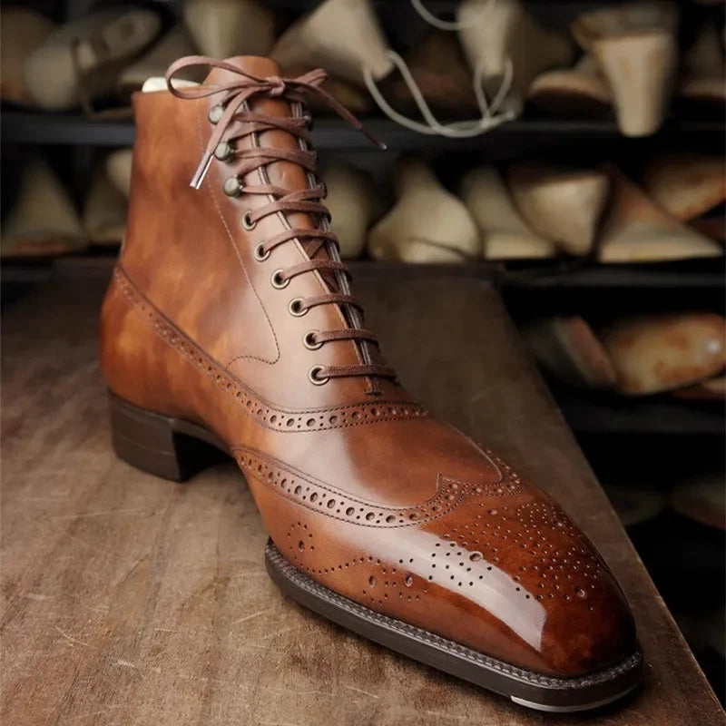 Giovanni Santi Genuine Leather Brogue Boots