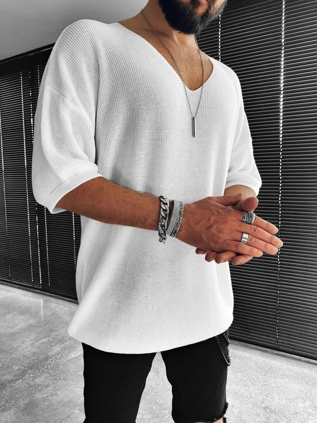 Vinthentic Milano Men's V-neck Oversize Shirt