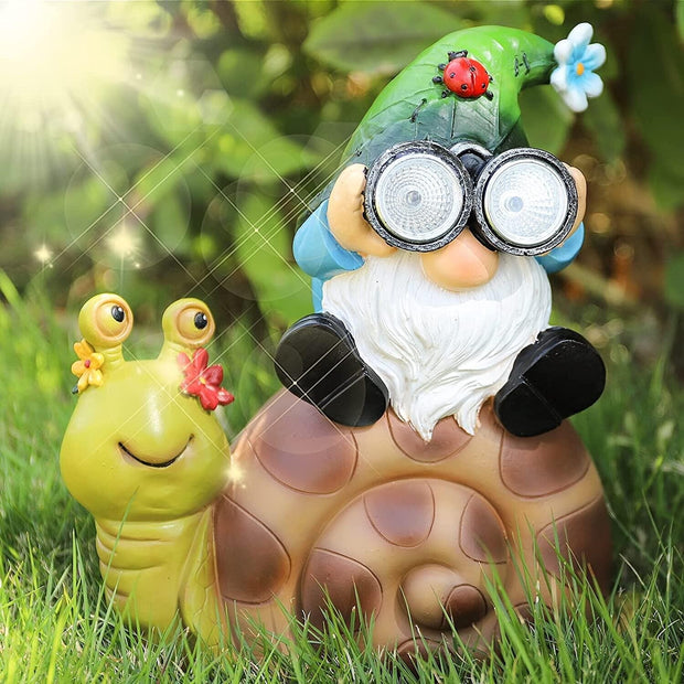 Garden Explorer Solar Gnome on Snail