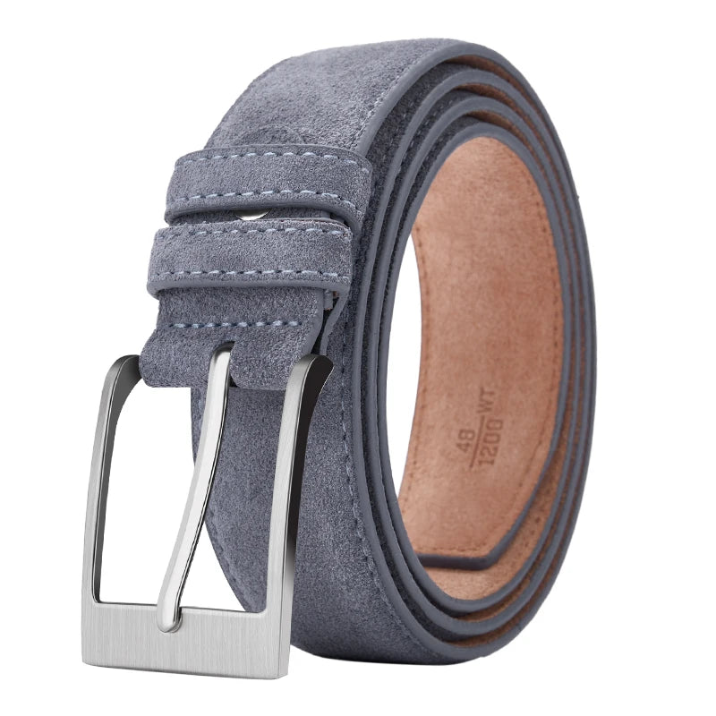 Suede Leather Belt – Classic Pin Buckle Casual Jeans Belt