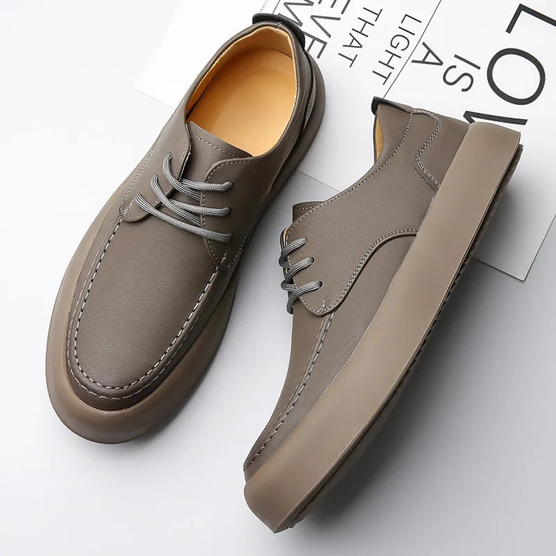Lucien Travolti Men’s Casual Leather Shoes – Brogue-Inspired Lace-Up Sneakers