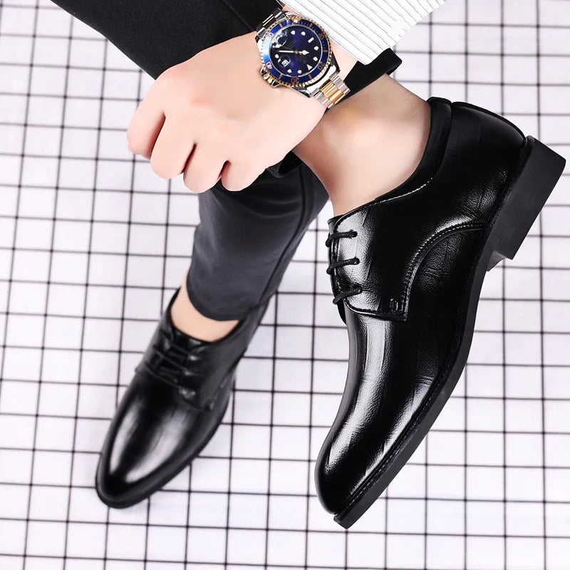 Maurizio Vellani Classic Pointed Oxford Leather Dress Orthopedic Shoes