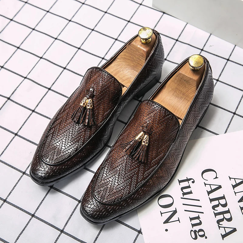 Tristan Renoire Embossed Leather Tassel Loafers