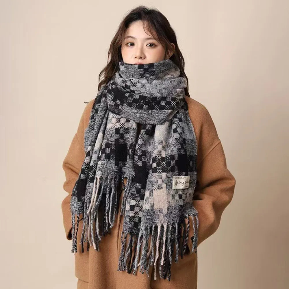Vinthentic Coffee Plaid Winter Unisex Scarf
