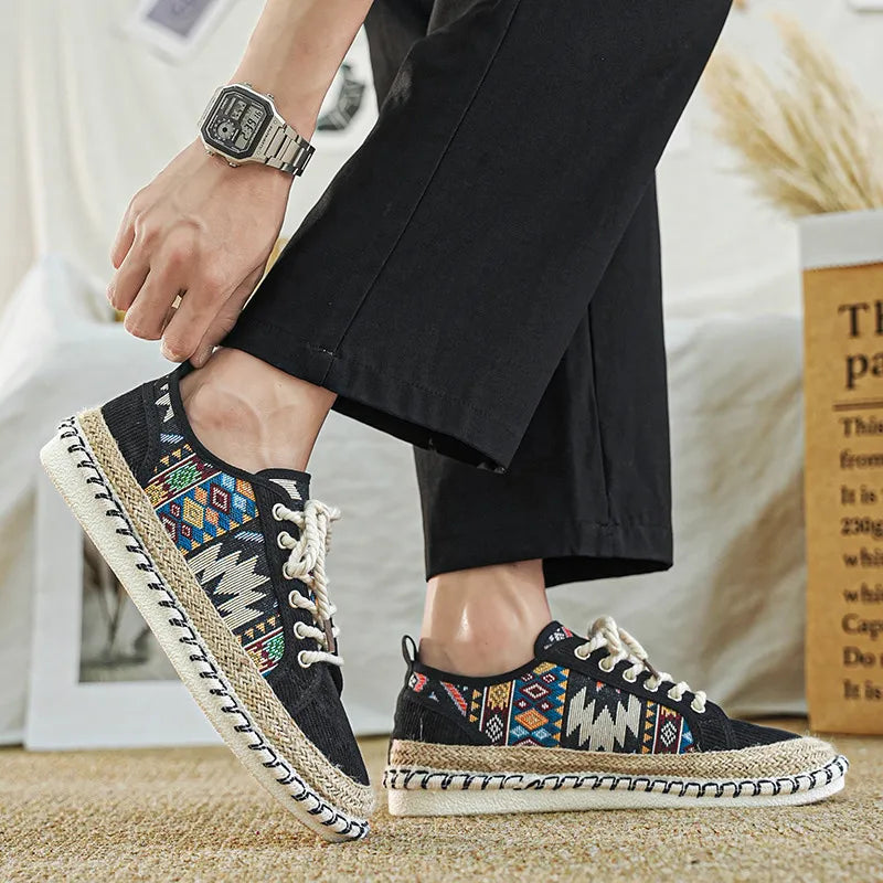 Loïc Bellagrandi Men’s Ethnic Print Espadrille Sneakers