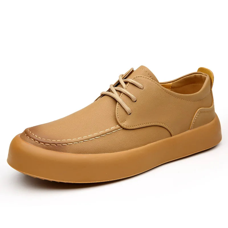 Lucien Travolti Men’s Casual Leather Shoes – Brogue-Inspired Lace-Up Sneakers