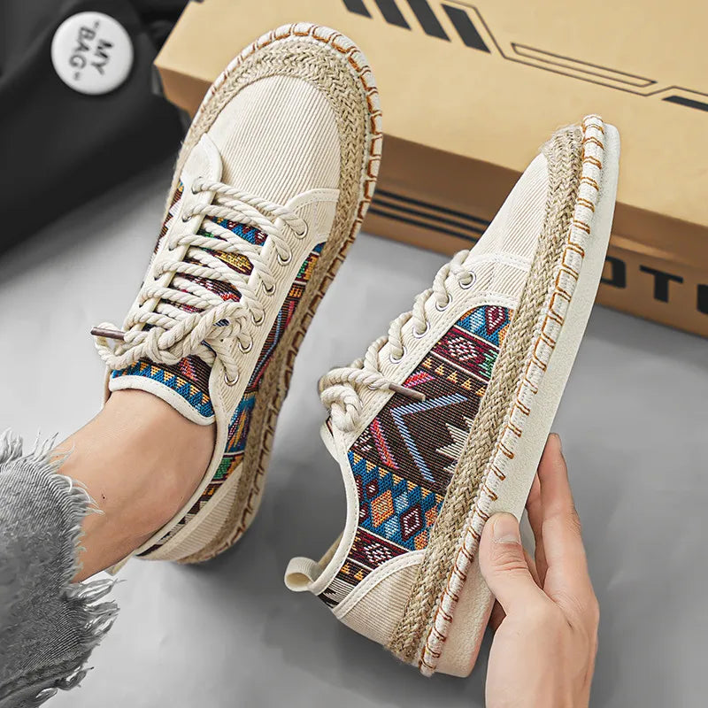 Loïc Bellagrandi Men’s Ethnic Print Espadrille Sneakers