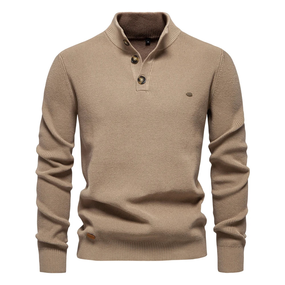 Close-up of the ribbed knit texture on a men's sweater
