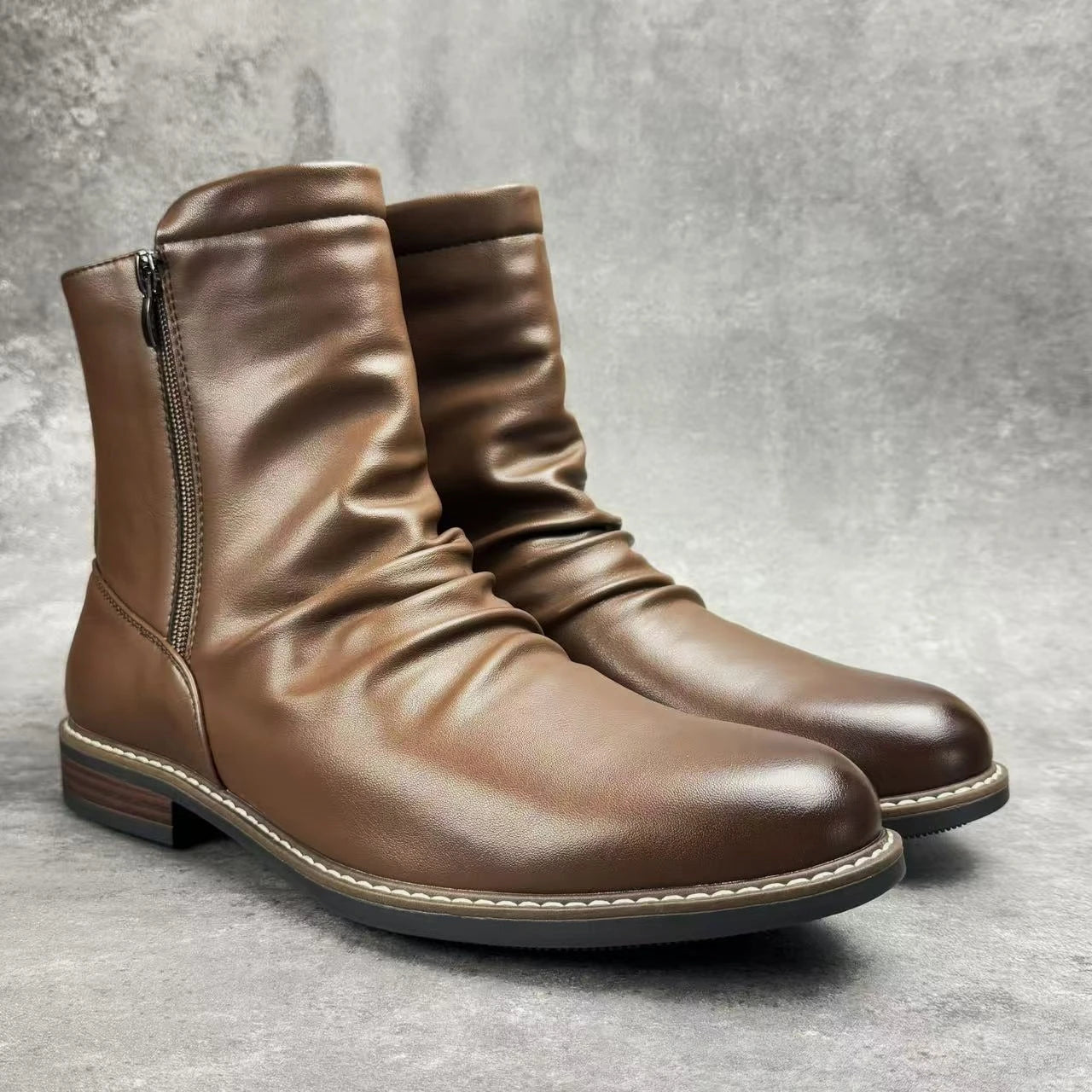 Lorenzo Veronese Leather Zipped Boots