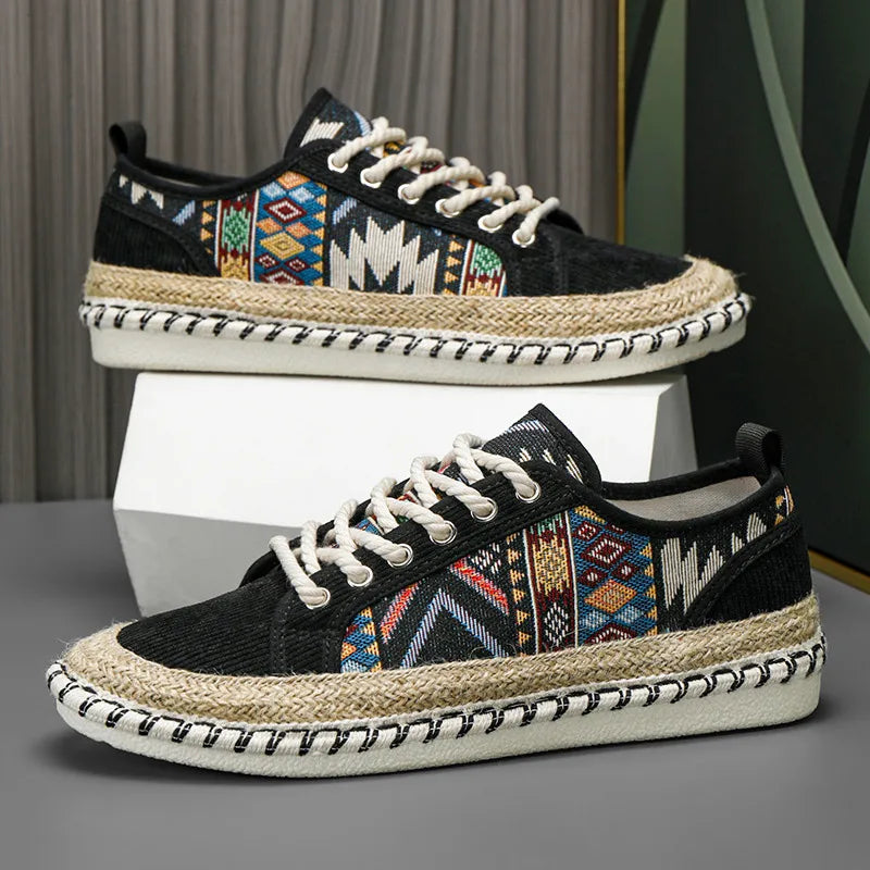 Loïc Bellagrandi Men’s Ethnic Print Espadrille Sneakers