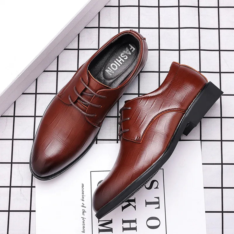 Maurizio Vellani Classic Pointed Oxford Leather Dress Orthopedic Shoes