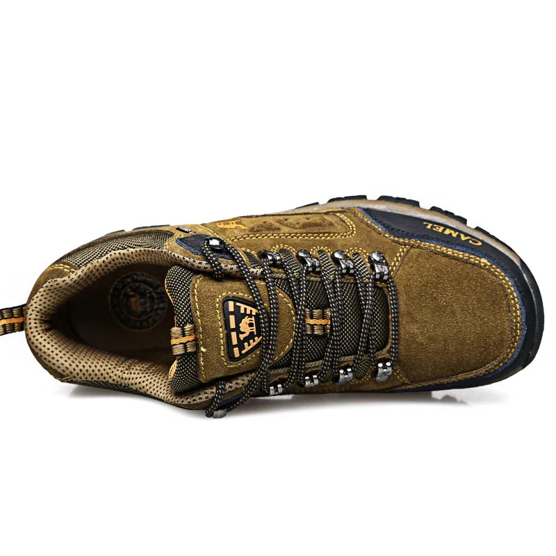 Men's outdoor shoes shown from above with a practical design