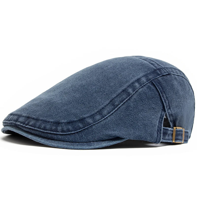 Close-up of the textured cotton fabric on a men's beret
