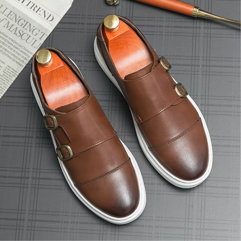 Jules Verneuil Double Buckle Leather Loafers